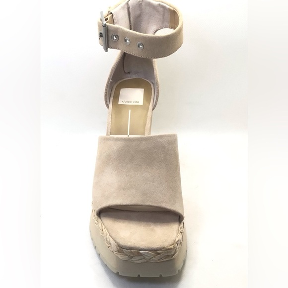 Dolce Vita Parle Ankle Strap Suede Light Tan Wedge Platform Sandals - Picture 7 of 10